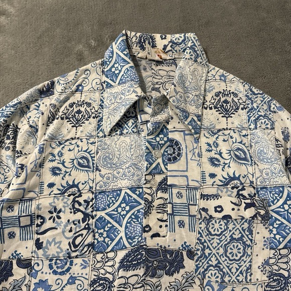 Vintage Jantzen USA Made Polo Shirt Men's Size Medium Geometric Vintage 70s 60s - Picture 3 of 8